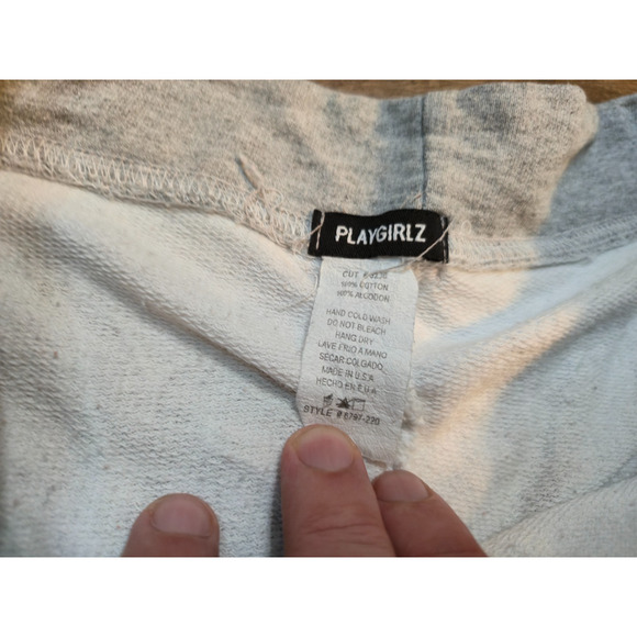 PLAYGIRLZ Women's L White Gray Lounge Shorts Made in USA Cotton “PLAY GIRL” - Picture 2 of 7